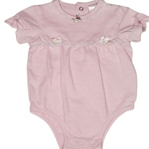 Vintage One-piece Bodysuit Short-sleeve Pink Hearts Baby Girls 0-6 Months